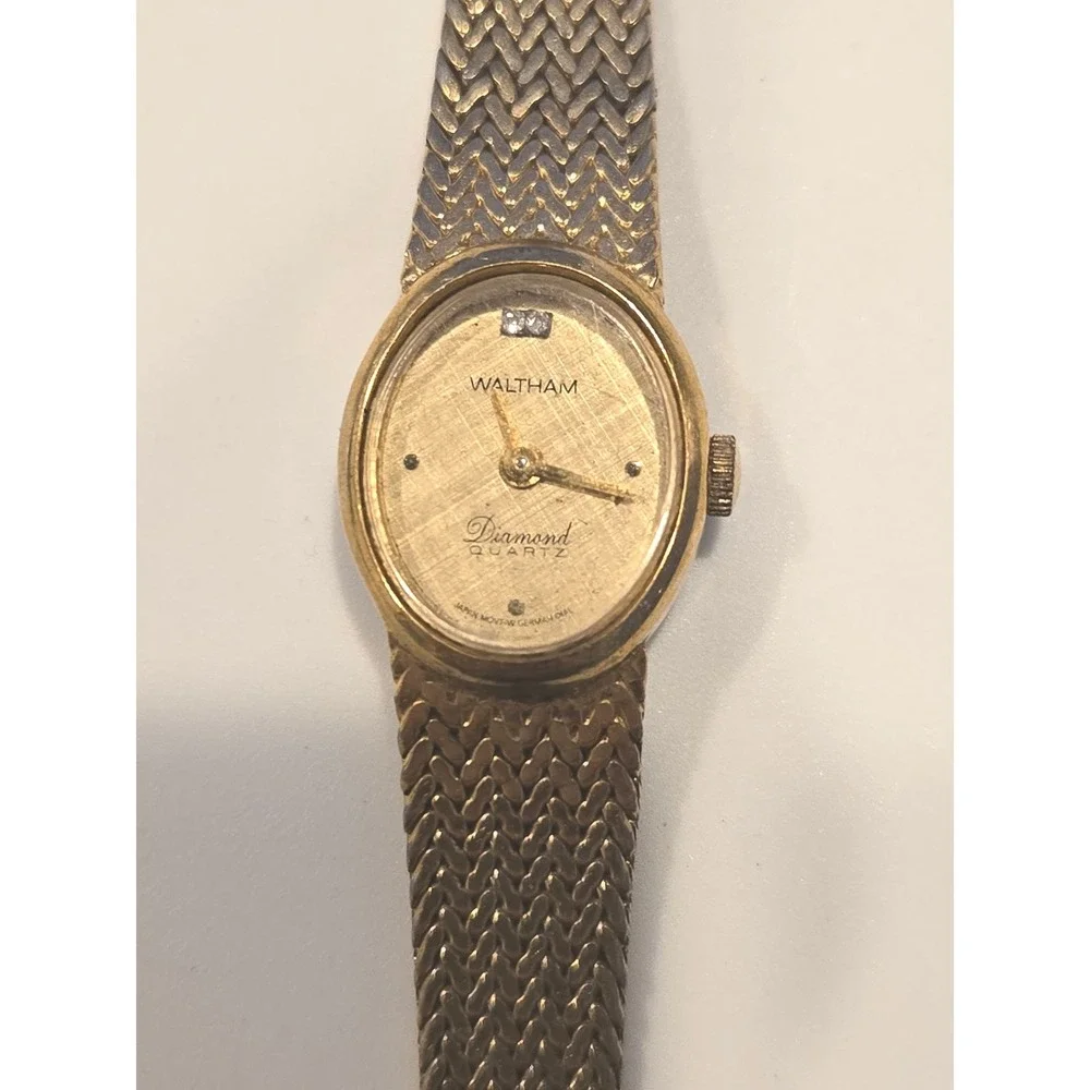 Waltham Diamond Quartz Women's Gold Tone Watch | Japan‎ Movt | YWL072